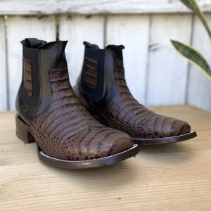 JB-728 Caimán Imitación Cafe - Botines Vaqueros Exoticos para Hombre