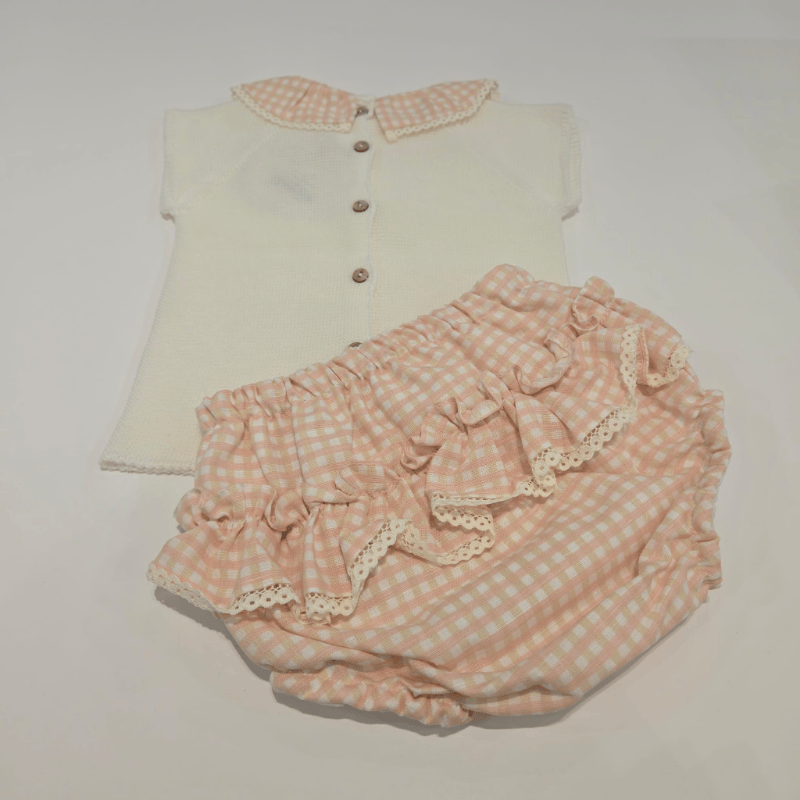 Conjunto Jubón braguita melocotón marfil pangasa verano - Imagen 4