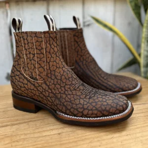 DA-735 Miel - Botines Vaqueros de Cuello de Toro con Suela de Hule para Hombre
