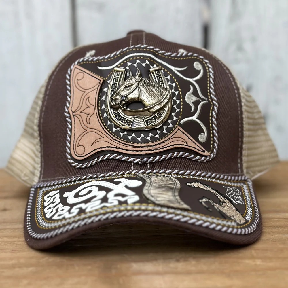 Gorra Vaquera » El Potro» Café – Gorras Artesanales Mexicanas