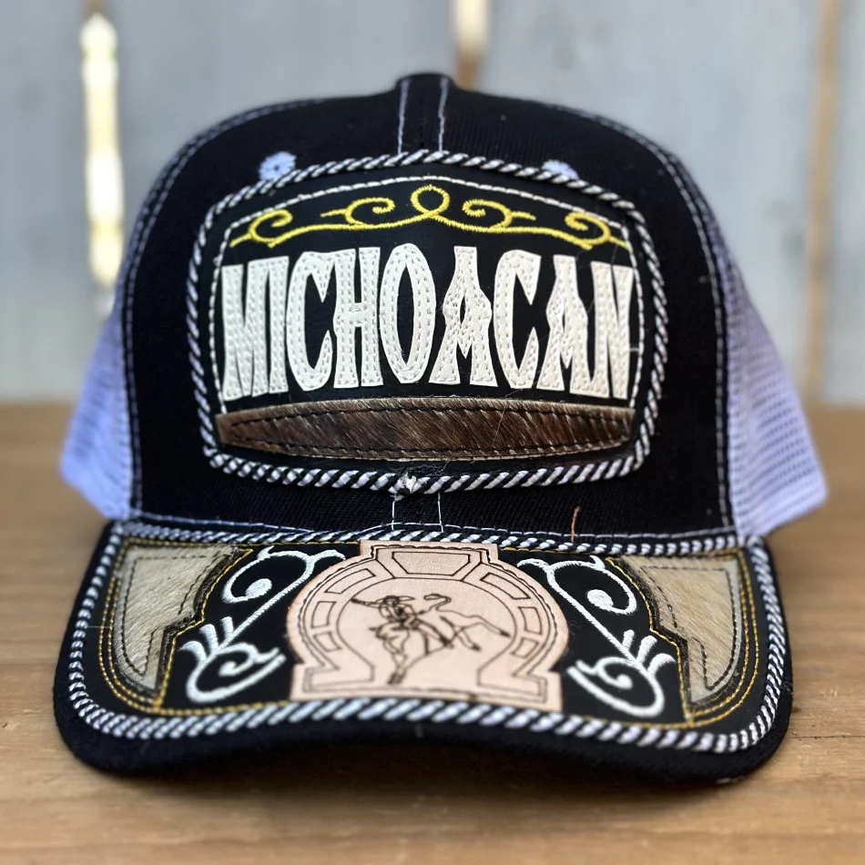 Gorra de Michoacan Negra Artesanal #302 - Gorras Mexicanas Artesanales - Imagen 2