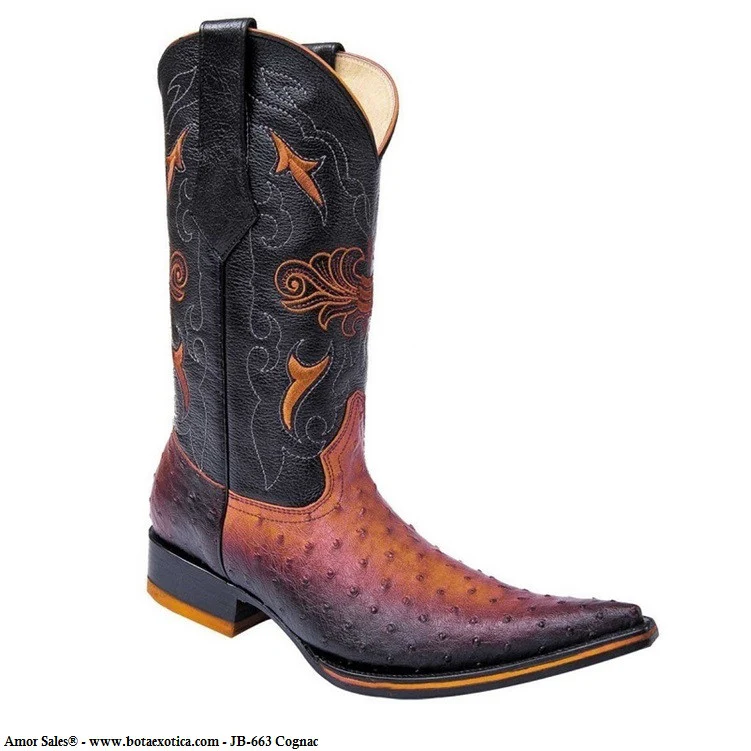 JB-663 Avestruz Imitacion Fuego - Botas Vaqueras Exoticas para Hombre - Imagen 3