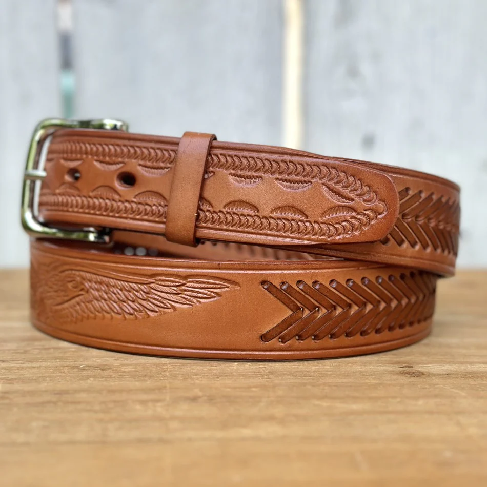 Cinturón "Aguila" MIel - Cinturones Artesanales Mexicanos para Hombre - Imagen 6
